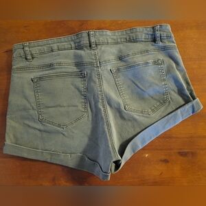 H&M Olive Green Shorts 10 Stretch Denim Jean Distressed Super Short Boho